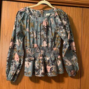 Spartina 449 Rusched waist long sleeve blouse Size XS